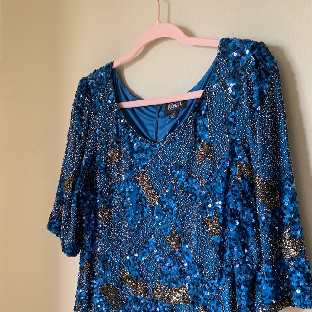 Adrianna Papell 100% Silk Beaded Evening Dress